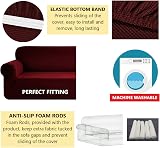 SAMSTEX 1 Seater Sofa Cover Wine Red 4-Way Stretch Non Slip 1-Piece view 5