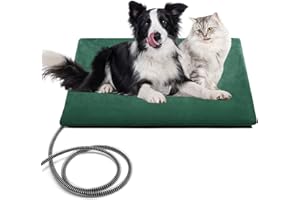 PETNF Outdoor Pet Heating Pad for Cats & Dogs, 100.4-107.6°F Auto Temp Control, Waterproof Fireproof, for Cat House/Dog Kennel/Carport, Fits Domestic & Stray Pets (Green 15.7"X27.6")