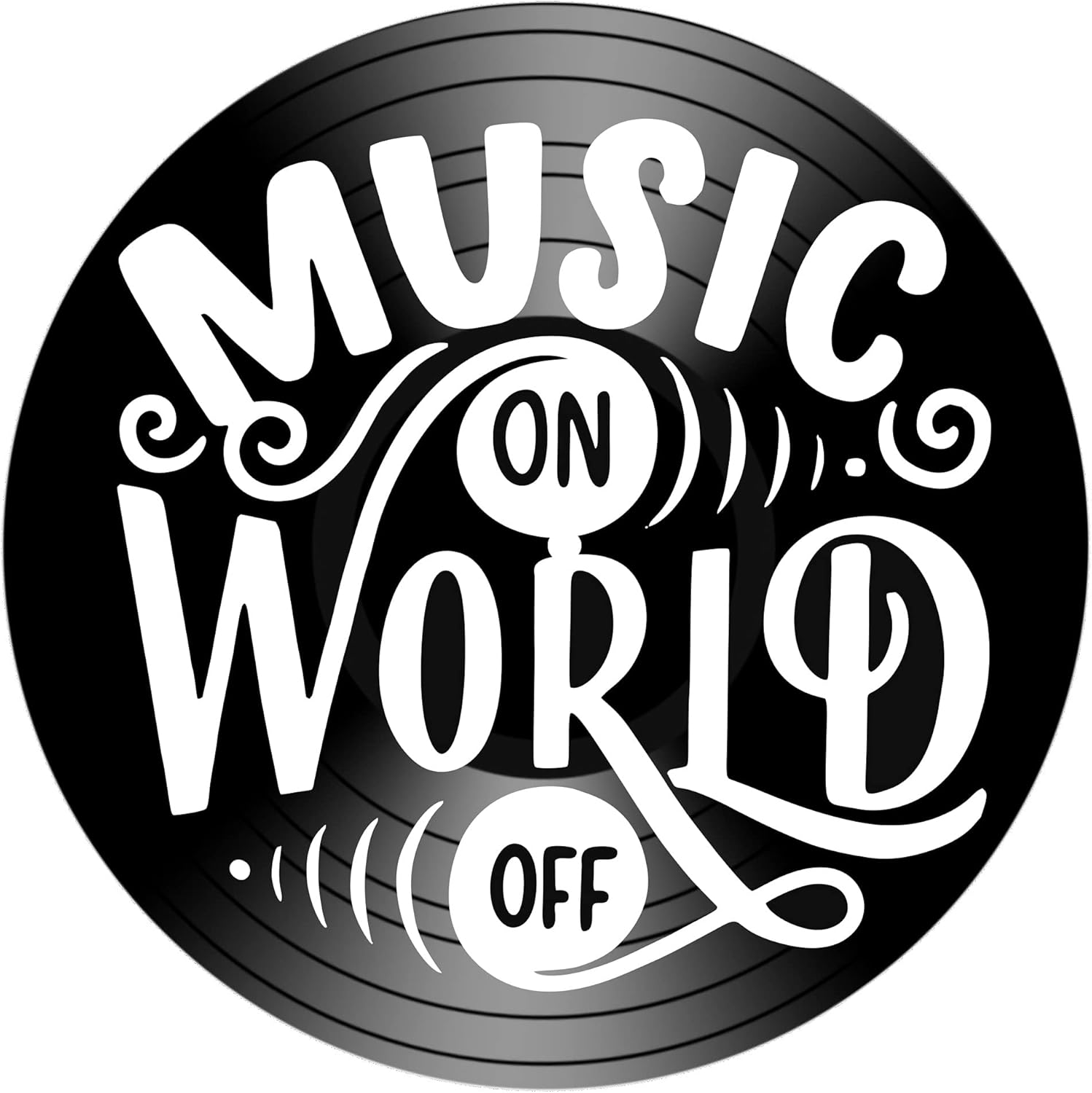 Mixed Media - Music Quote on a Real Repurposed Vinyl Record | Music On World Off Record Album Wall Artwork | Music Lover Gift