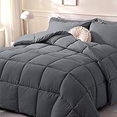 DOWNCOOL Comforters Oversize King Size, Dark Grey All Season Duvet Insert, Lightweight Quilt, Down Alternative Hotel Comforter with Corner Tabs (Dark Gray, Oversize King 116x98 Inches)