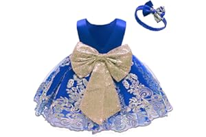 CMMCHAAH 0-6 Years Baby Girls Pageant Lace Embroidery Dresses Toddler Formal Dress with Headwear