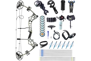 MOYUJIAN Adult Archery Compound Bow and Arrow Set, Bow Fishing Combo kit， Adjustable 30-65LBS Composite Bow Combination 19.5 "-30" Drawstring Length Hunting Equipment