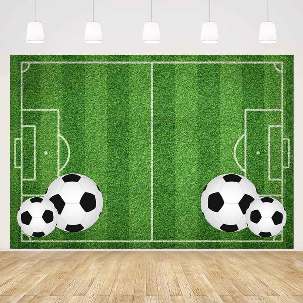 MEHOFOND 7x5ft Football Theme Boy Birthday Photography Backdrop Kids Party Decoration Banner Green Soccer Field Photo Studio Background Cake Smash Wallpaper Gift Supplies