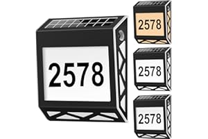 QUINNSUS Solar House Numbers for Outside Address Sign, 3 Lighting Modes Waterproof LED Illuminated Address Plaques House Numbers Sign, Smart Switch Address Numbers for House, Home Yard, Outdoor Walls(Black)