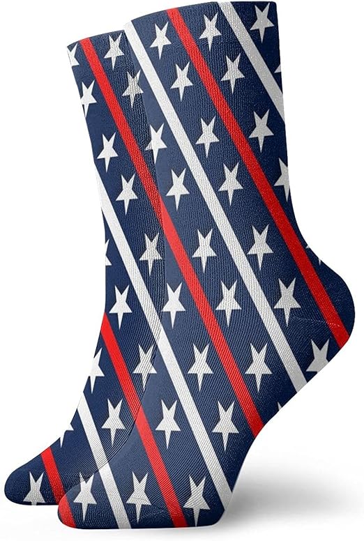 Patriotic Star Stripes Crew Socks Unisex Reinforced Athletic Soccer