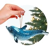 Hand-Painted Beach Christmas Ornament – Coastal Tree Decoration for Ocean Lovers – Unique Nautical Ornament for Christmas Tree or Stocking Stuffer Gift (Solo Dolphin)