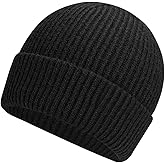Oversize XXL Beanie Hat for Big Heads 23.6"-25.6", Large Winter Knit Hats Ribbed Stocking Hat Ski Skull Cap