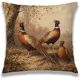 Udinaz Farmhouse Fall Pheasant Decorative Pillow Cover 18x18 | Fall Home Decor,Rustic Autumn Wildlife Country Throw Pillow Cover Pillowcase for Cabin Home Living Room Bedroom