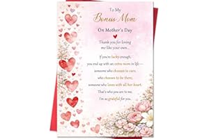 Beixian Bonus Mom Mother's Day Card, Mother's Day Gift for Bonus Mom, Heartfelt Floral Greeting Card for an Extra Mother