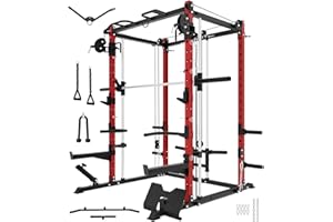 EONFITOMNI Eonfit E3 Smith Machine for Home Gym Equipment, Multi-Function Power Cage Squat Rack with Cable Crossover LAT Pulldown Pulley System All in One
