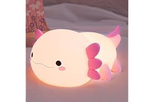 Anywin Axolotl Gifts, Cute Axolotl Night Light, Cute Axololtl Lamp Squishy Silicone Nursery Night Light Rechargeable Bedside Light for Room Decor, Pink Girls Gifts for Xmas Birthday