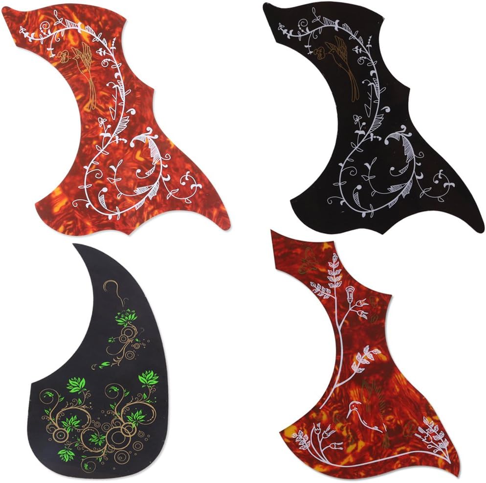 Yafine Acoustic Guitar Pickguard Pick Guard Set, Self Adhesive, Hummingbird Dickquard Fits 40" 41" inch Size Guitarra, Pack of 4