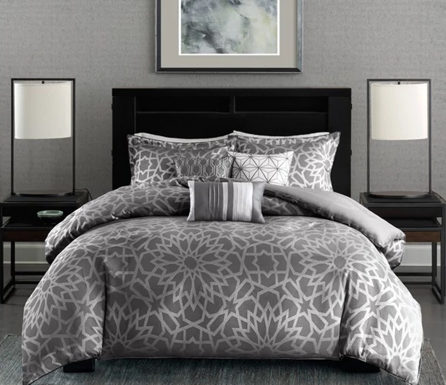 Amazon Com 7 Piece Woven Floral Medallion Design Comforter