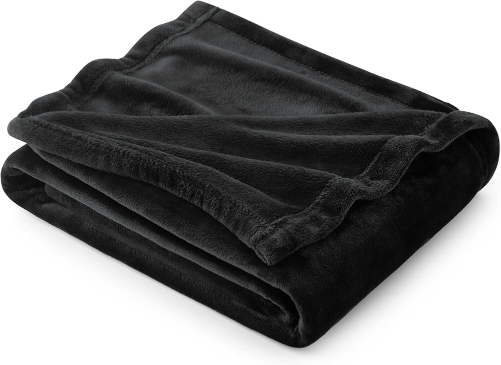 Bedsure Fleece Throw Blanket Sofa 130x150 cm Black