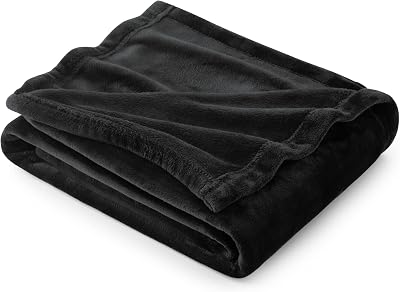 Bedsure Fleece Throw Blanket 150x200 cm Black Soft Warm Microfibre