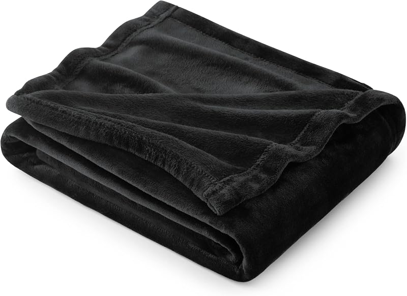 Bedsure Fleece Throw Blanket Sofa 130x150 cm Black