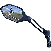 MEACHOW New Scratch Resistant Glass Lens,Handlebar Bike Mirror, Adjustable Safe Rearview Mirror, Bicycle Mirror (Blue Left Side) ME-005LB