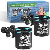Seaperk Clamp On Kayak Cup Holder, Adjustable &amp; Tool - Free Installation, Ideal for Kayaks, Jet Skis | Perfect Kayak Gift for Men, Must - Have Kayak &amp; Jet Ski Accessories| 2 - Pack