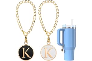 Utuichuo Letter Charm Accessories for Stanley Cup, 2PCS Initial Letter Handle Charm For Stanley Tumbler Cup, Personalized Name ID Charm For Stanley