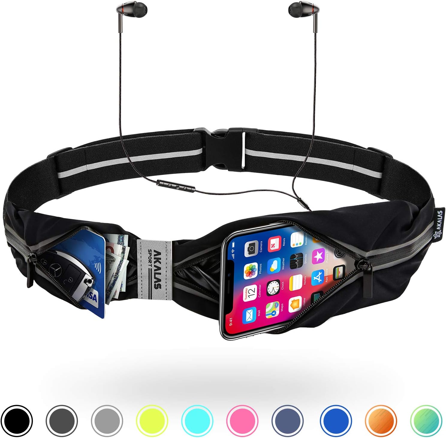 Running Belt, No-Bounce Waist bag for Runners Women and Men fits iPhone 7 8 X 11, Sport Running Pouch Expandable Workout Fanny Pack