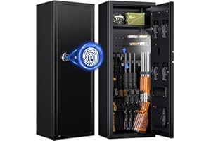 KAER 12-16 Gun Safe - Biometric Gun Safe for Rifles and Pistols Large Fingerprint Rifle Safe Home Gun Cabinet for Shotguns with Digital Keypad, Removable Shelf, Gun Racks (Unassembled)