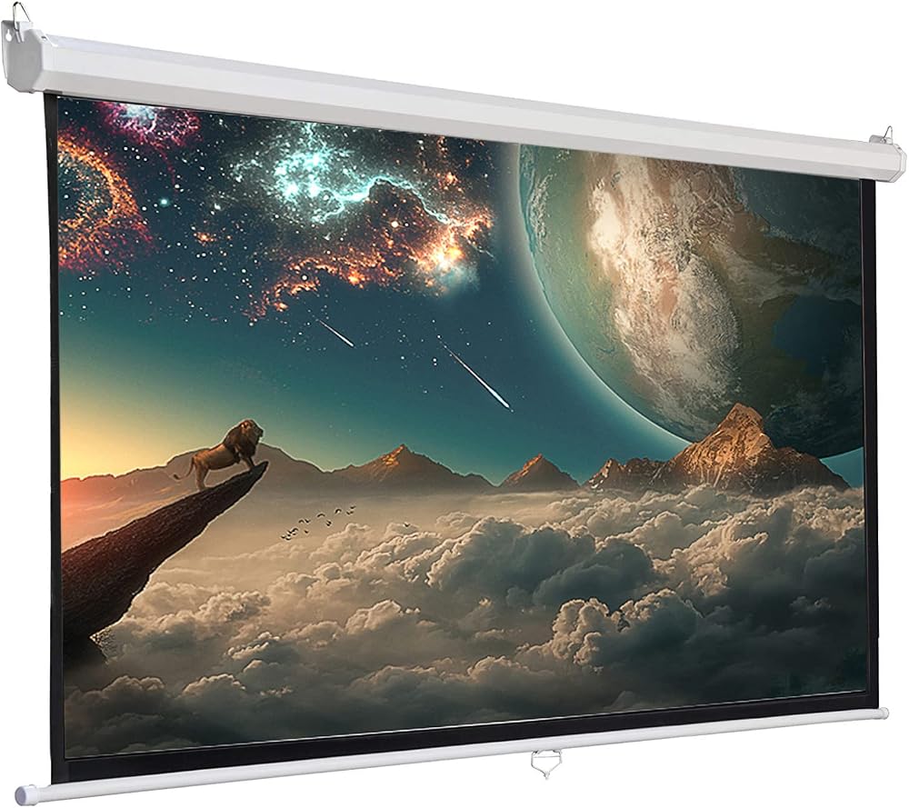INMOZATA 100" Pull Down Projector Screen 4:3 HD for Home & School