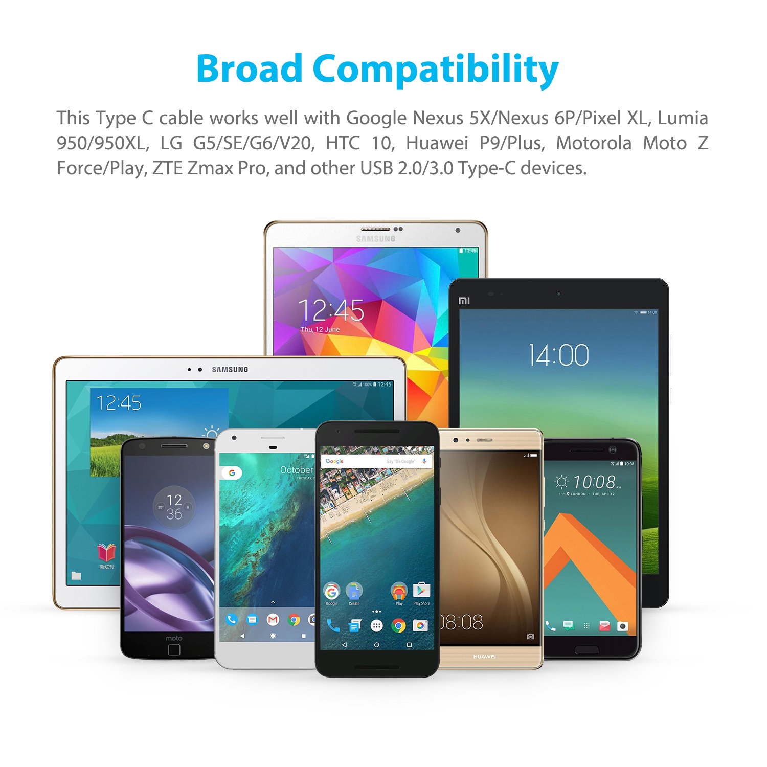 USB C Kabel auf USB 3.0 Snowkids [2 Stück] 2m USB Type C Ladekabel, Nylon Type-C kabel für Samsung Galaxy S8 Plus,Note 8, Huawei P10/P9, Sony Xperia XZ, Lumia 950/950XL,Nexus 5X/6P,HTC 10/U11,OnePlus