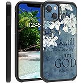 FQTBCEARI for iPhone 14 Case/iPhone 13 Case 6.1 inch, 2 in 1 Hybrid Hard PC & Soft Silicone Heavy Duty Dual Layer Shockproof Full-Body Protection Cover - Quote Bible Verse Psalm 46:10
