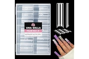 UNA GELLA Nail Tips Square XXL Tips 120 PCS No C Curve Gel Tips Extra Long Square Straight Nails Half Fake Nail Tips No Trace for Acrylic Nails Tips for Home DIY with Box