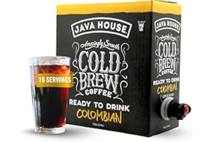 Java House Cold Brew Coffee on Tap – Premium 100% Arabica Medium Roast – Smooth Colombian Flavor with Chocolate & Caramel Notes – 1 Gallon Box (16 Servings) – Ready to Drink, No Brewing Required, Fridge-Friendly