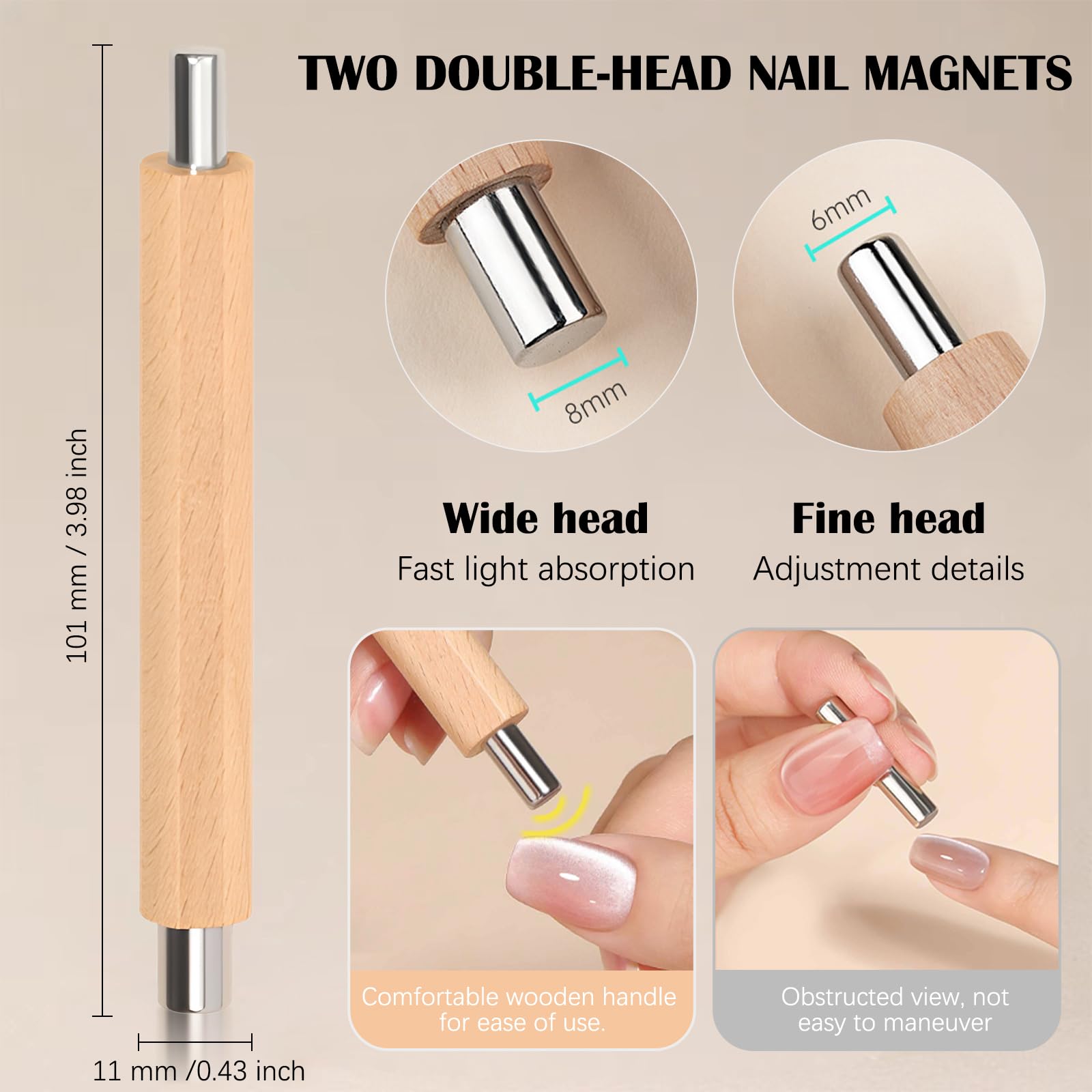 TECHPLUS Cat Eye Magnet for Nails ,2024 New Double-Head Stick Nail Magnet Art DIY ,for Studio and Salon - Image 5