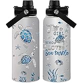 Sea Turtle Gifts, 32 oz Insulated Water Bottle, Stainless Steel Sports Travel Bottles, Ocean Turtle Water Bottles Gifts for Women Men (1pcs)
