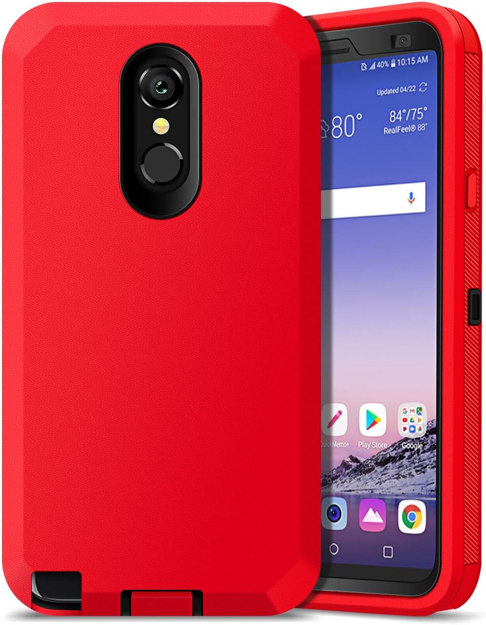Jelanry Heavy Duty Armor for LG Stylo 4 Case LG Q Stylus Case LG Stylo 4 Plus Case 2-Layer Full Body Protective Shell Shockproof Sports Anti-Scratch Non-Slip Bumper Cover Hybrid Case Deep Red/Black