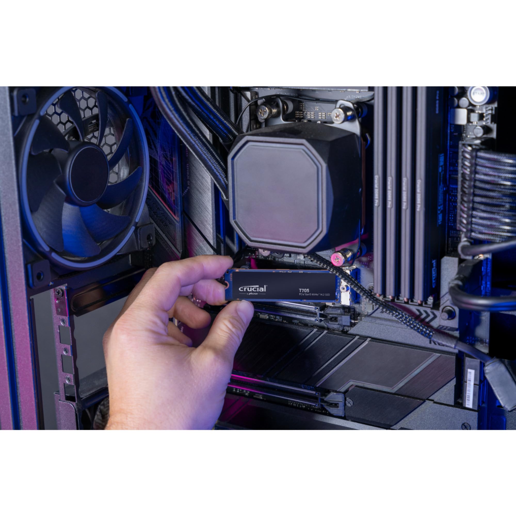 Crucial T705 PCIe Gen5 NVMe 2TB SSD, Up to 14,500MB/s, TLC NAND, Intel & Ryzen Compatible, for Hardcore Gaming & High-Speed Storage, Solid State Drive, Includes 1Mo Adobe CC – CT2000T705SSD3