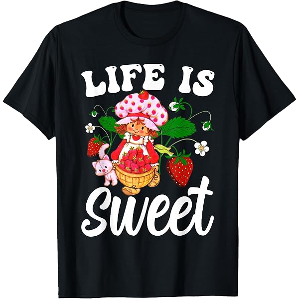 Retro Strawberry Shortcake 'Life Is Sweet' Graphic T-Shirt - Novelty Nouveau Berry Garden Tee