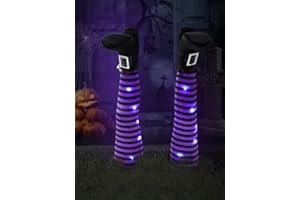 WLFLASH Halloween Witches Legs Decor Leg Yard Stakes Stake Wreaths Feet Door Crashing Garden Party Porch Wicked Hanging House Foot Outdoor Decorations (Purple)