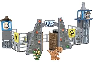 Tile Town Jurassic World Gate Escape Magnetic Tiles Construction Building Set and Figures, Kids 3-5+, New Action Tiles for Action Play, Realistic Builds, STEM Creative Toy
