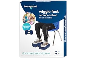 BOUNCY BANDS Bouncyband Wiggle Feet, Dark Blue, 1 Pack – Sensory Foot Cushion Quietly Facilitates Movement to Help Improve Concentration - 12” x 9” x 2.5” Sensory Tool, Ideal for The Classroom, Work, or at Home