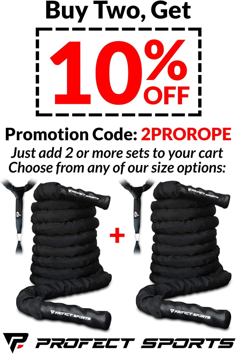 Pro Battle Ropes with Anchor Strap Kit - Upgraded Durable Protective Sleeve - 100% Poly Dacron Heavy Battle Rope for Strength Training, Cardio Workout, Crossfit, Fitness Exercise Rope : Sports & Outdoors