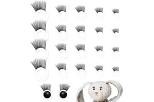 20Pcs Doll Eye Lashes for Crafts 5 Sizes Plastic Eyelashes for Large Doll Making Eyelashes Plastic Stuffed Crochet Eye Lashes