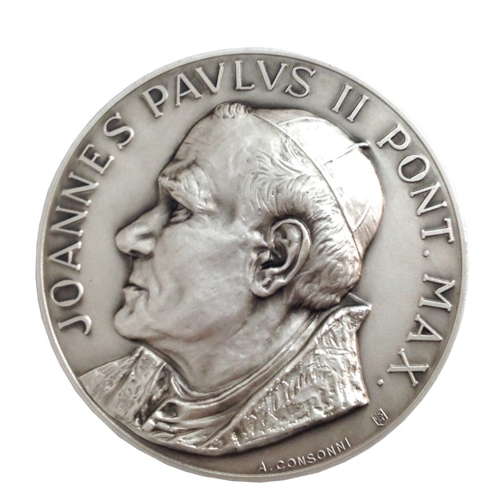 THE 2 POPES - MEDAILLON OF SAINT POPE JOHN PAUL II° AND POPE BENEDICT XVI°