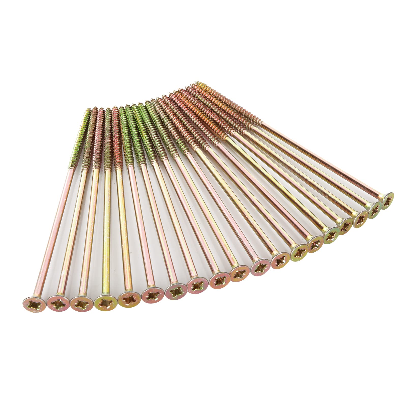 AHUNTTER 100 Pack 6mm x 180mm Extra Long Wood Screws, Multi-Purpose Pozi Screws, M6 Countersunk Head Screws for Wood and DIY Tasks - Zinc Yellow Passivated