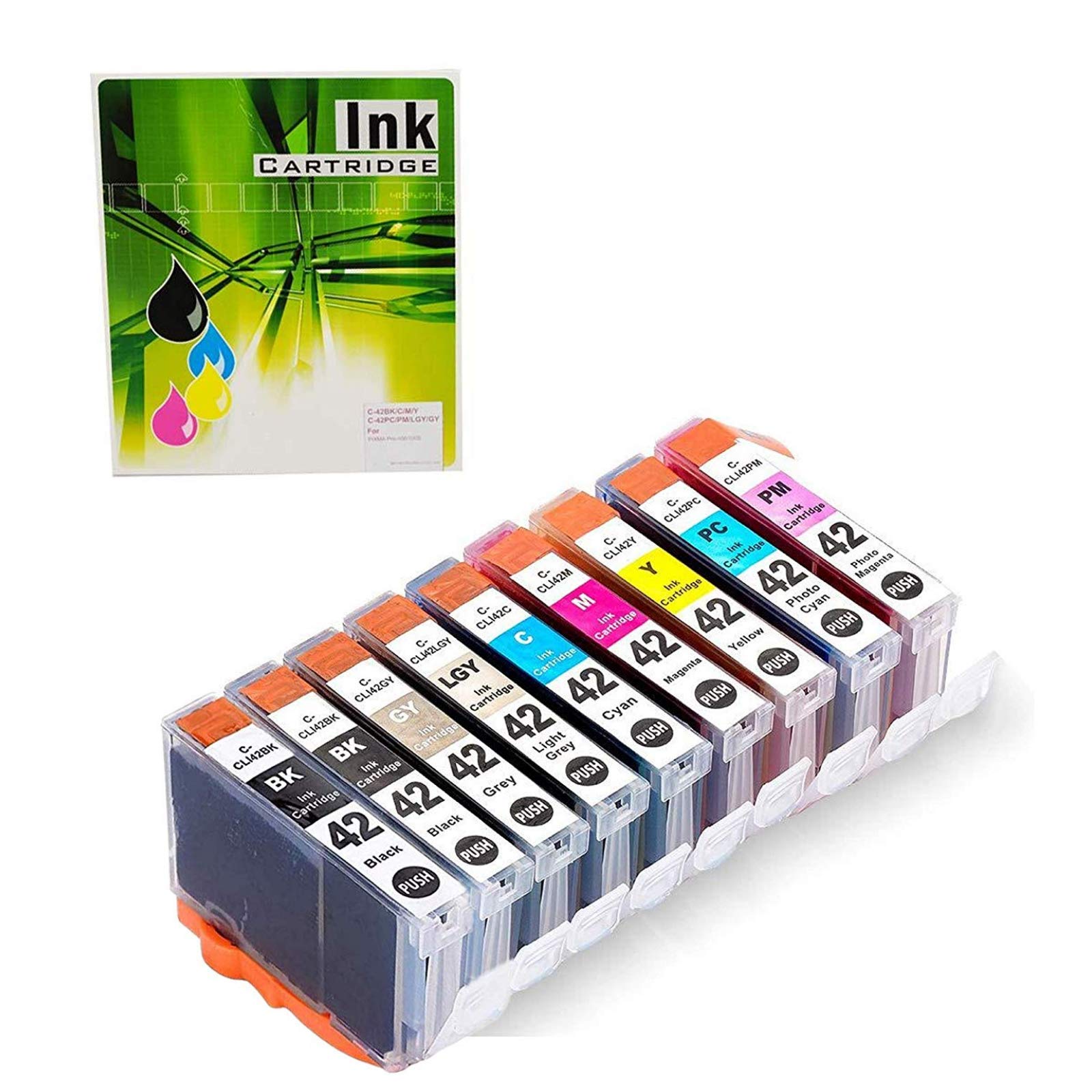 CLI 42 Ink Cartridges 8 Color Compatible for Canon 42 CLI-42 CLI42 CLI 42 Ink Value Pack for PIXMA Pro-100 Pro -100S Printers (Canon Pro 100 Ink Cartridges 9-Pack)