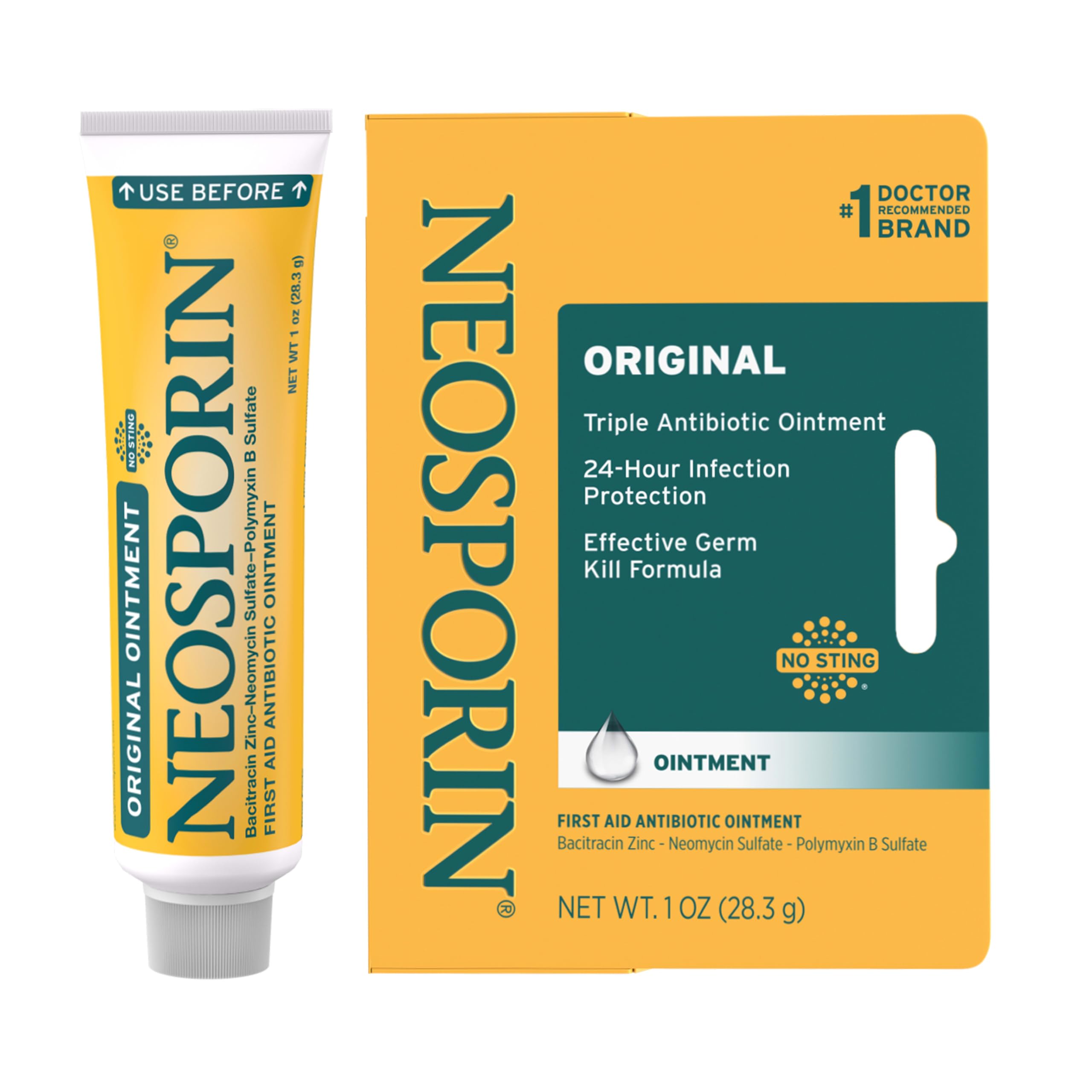 Neosporin Original First Aid Antibiotic Ointment for Wounds, Infection Protection Treatment, Germ-Killing Formula, Helps Minimize Appearance Of Scars for Minor Cuts, Scrapes, Burns, 1 Oz