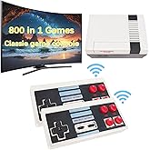 Classic Retro Game Console Built 820 Classic Video Games,Av Output Handheld Game System with Dual Wireless Controllers,Plug and Play.