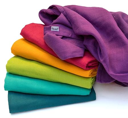 ? divata Bunte Baby Spucktücher (Regenbogen, 6er Set, 80x80 cm) - Farbige Mullwindeln, Mulltücher | 100% Baumwolle, Oeko-Tex-