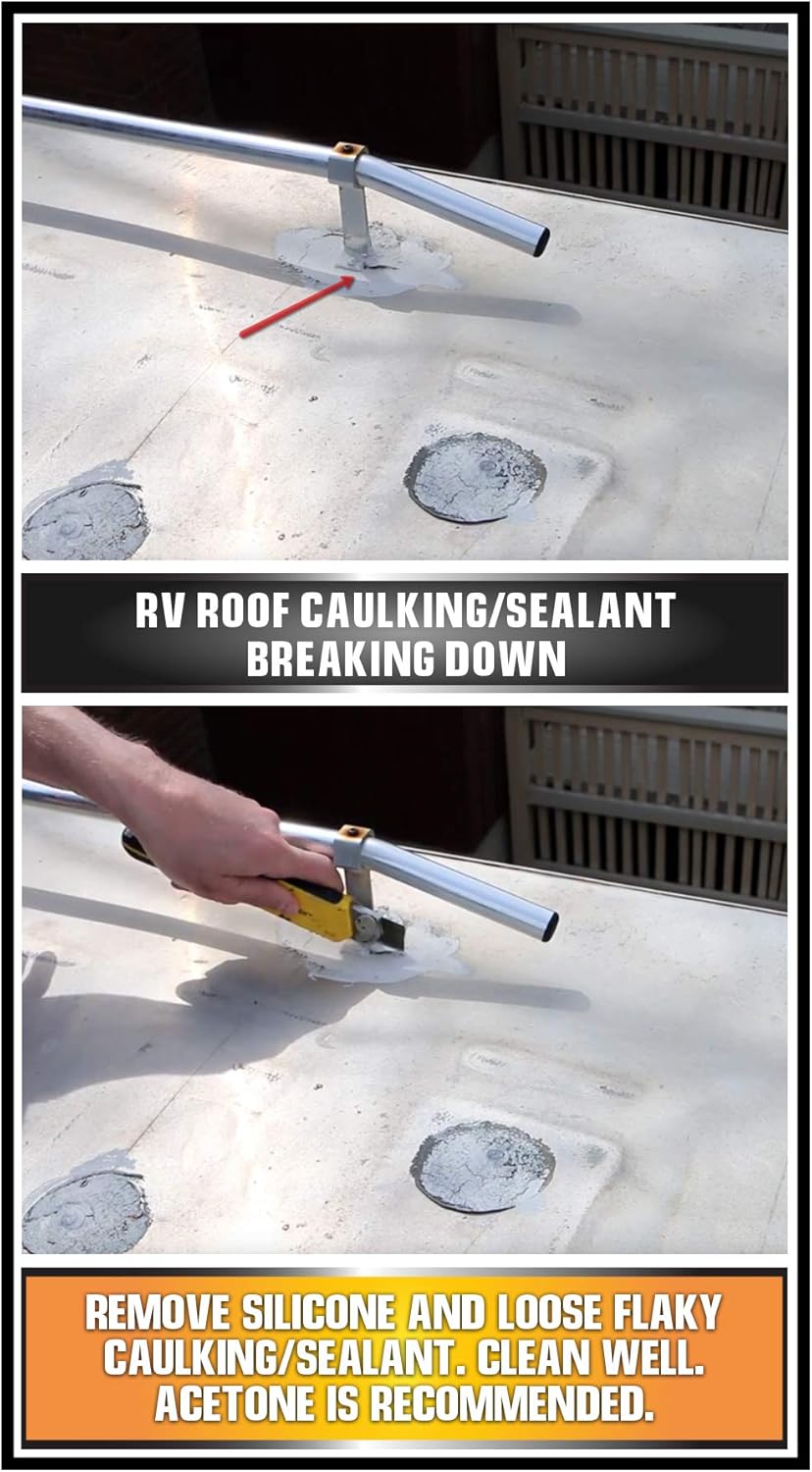 RV Flex Repair Self Leveling Caulking Lap Sealant | White | 4 - 10 oz Tubes of RV Caulk | RV Sealant and Exterior Caulking | For Rubber Roof | EPDM | RV Leveling | Camper Caulking | Camper Sealer: Automotive