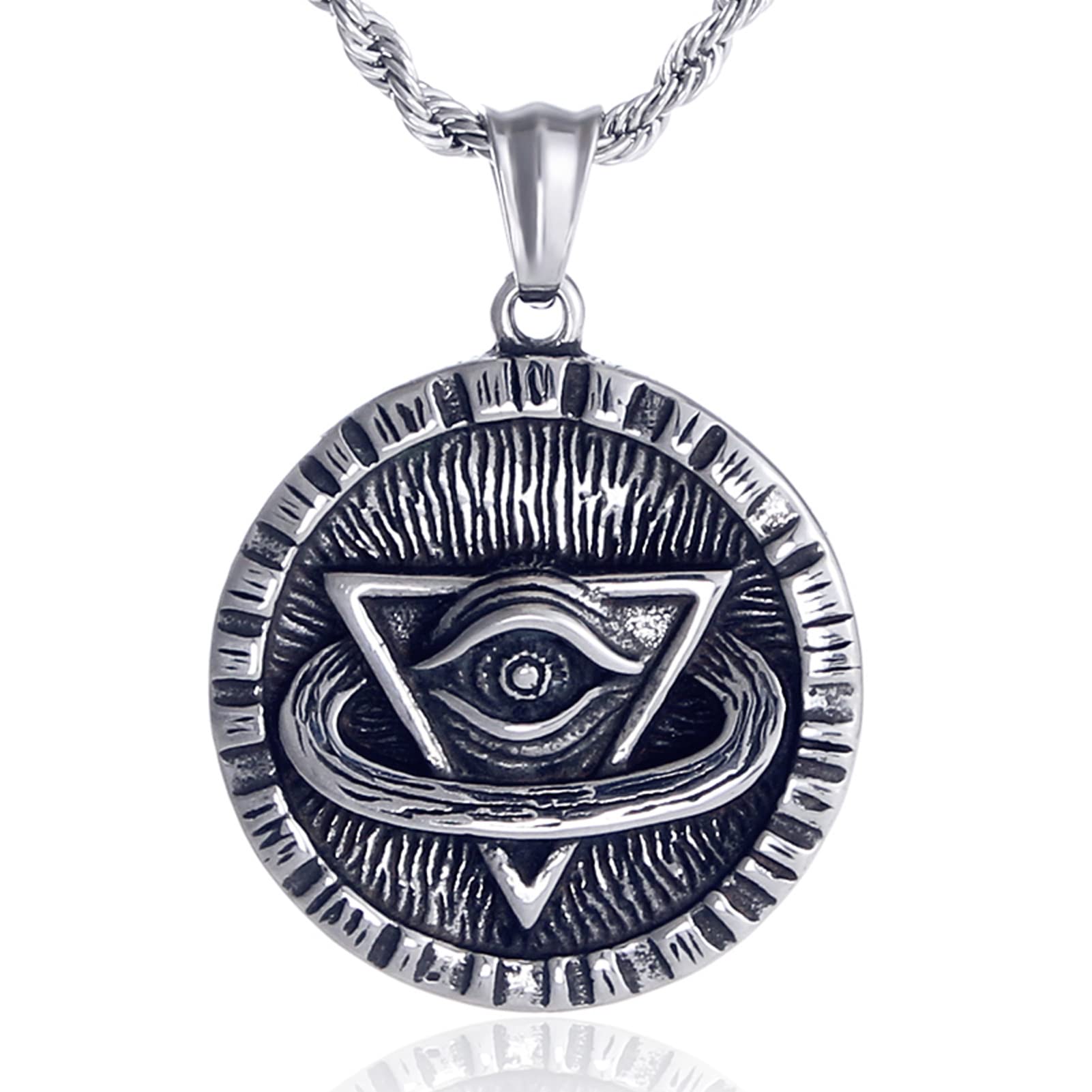 KOMI 316L Stainless Steel Necklace Jesus Crucifix Cross Necklace For Men Celtic Orthodox Cross Necklace Virgin Mary Pendant Necklace Viking Rune Chain Necklace Religious Christian Jewelry Gifts For Men