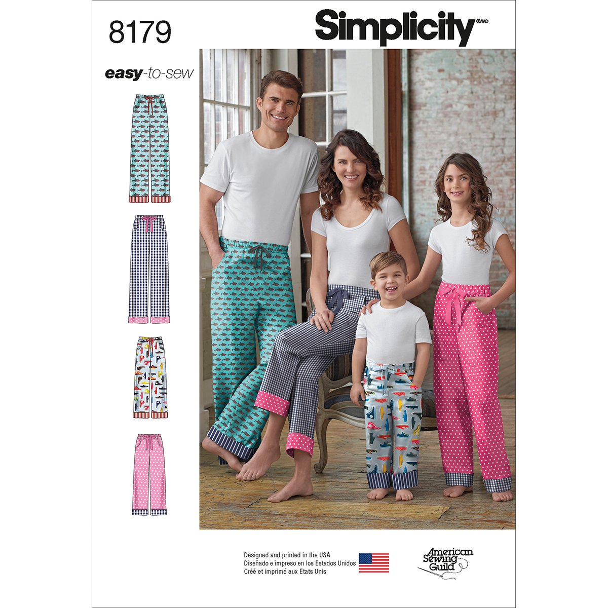 Simplicity Pattern 8179 Child, Teen and Adult Lounge Pant, Paper, White, 22 x 15 x 1 cm