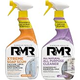 RMR Clean Slate System &ndash; Xtreme Soap Scum Remover + All Natural All Purpose Cleaner, 2-Step Bathroom &amp; Household Cleaning Bundle for Shower, Tub, Tile, Glass &amp; Surfaces, 2&ndash;32 Oz Bottles